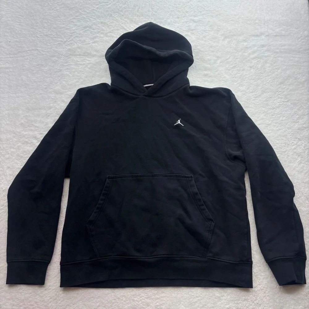 Jordan Mens Essential Fleece Pullover Hoodie Black Jumpman Logo Size Large